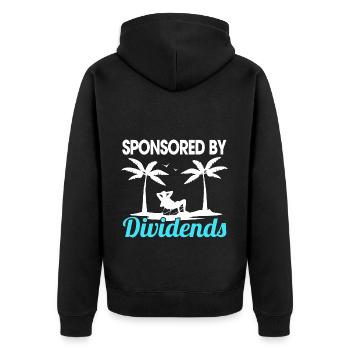 Sponsored by Dividend Shareholder Stock Market - Unisex Premium Organic Zip Hoodie - black - Back - Nico (187cm)