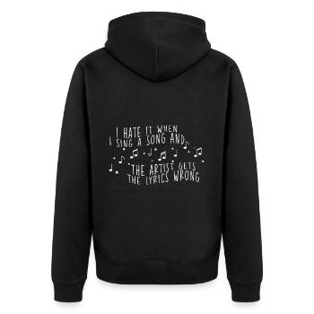 Je déteste quand je chante une chanson et que l’artiste 2 - Veste à capuche bio Premium Unisexe - noir - Dos - Nico (187cm)