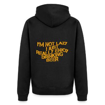 I Really Enjoy Drinking Beer 3 - Unisex Premium Organic Zip Hoodie - black - Back - Nico (187cm)