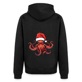 Oktopus Krake Weihnachten Portät - Unisex Premium Bio Zip Hoodie - Schwarz - Hinten - Nico (187cm)