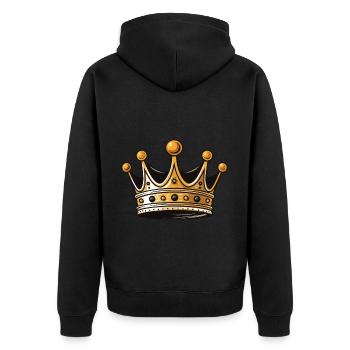 Krone Symbol - Unisex Premium Bio Zip Hoodie - Schwarz - Hinten - Nico (187cm)