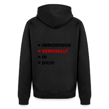 Still Crushing in Love Love - Unisex Premium Organic Zip Hoodie - black - Back - Nico (187cm)