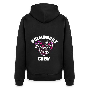 Pulmonary Crew - Respiratory Health - Unisex Premium Organic Zip Hoodie - black - Back - Nico (187cm)