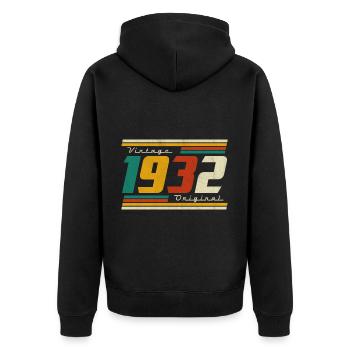 1932 born 90 year birthday retro - Unisex Premium Organic Zip Hoodie - black - Back - Nico (187cm)