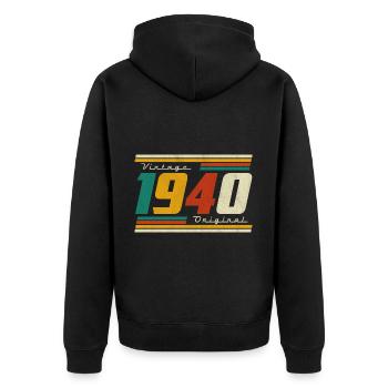 Anniversaire des années 1940 né dans les années 1940 rétro Vintage - Veste à capuche bio Premium Unisexe - noir - Dos - Nico (187cm)