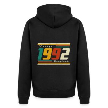 1992 Vintage anniversaire rétro Vintage cadeau - Veste à capuche bio Premium Unisexe - noir - Dos - Nico (187cm)