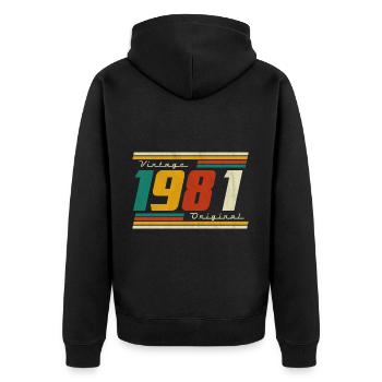 1981 Birthday Born In 1981 Retro Vintage - Unisex Premium Organic Zip Hoodie - black - Back - Nico (187cm)