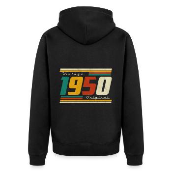 Anniversaire des années 1950 né dans les années 1950 rétro Vintage - Veste à capuche bio Premium Unisexe - noir - Dos - Nico (187cm)