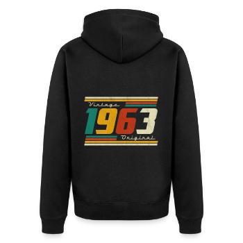 1963 Anniversaire Né En 1963 Rétro Vintage - Veste à capuche bio Premium Unisexe - noir - Dos - Nico (187cm)