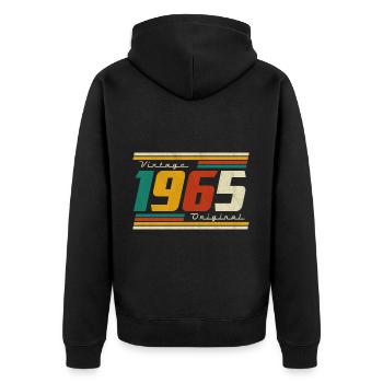 1965 Birthday Born In 1965 Retro Vintage - Unisex Premium Organic Zip Hoodie - black - Back - Nico (187cm)