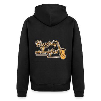 Breathing Is Overrated - Unisex Premium Bio Zip Hoodie - Schwarz - Hinten - Nico (187cm)