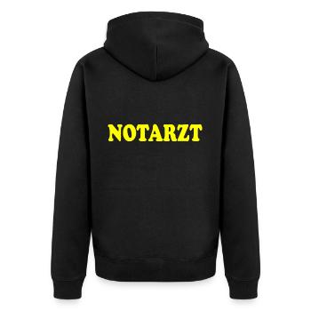 Notarzt - Unisex Premium Bio Zip Hoodie - Schwarz - Hinten - Nico (187cm)