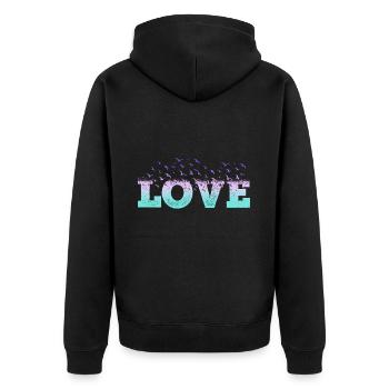Liebe Love Herz Vögel Romantisch Ich Liebe Dich - Unisex Premium Bio Zip Hoodie - Schwarz - Hinten - Nico (187cm)