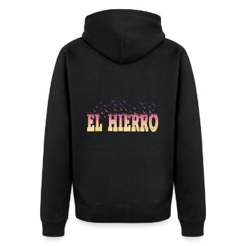 E Hierro Sommer Strand Meer Palmen Vögel Schrift - Unisex Premium Bio Zip Hoodie - Schwarz - Hinten - Nico (187cm)