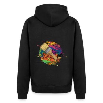 Swipe Brush - Unisex Premium Organic Zip Hoodie - black - Back - Nico (187cm)