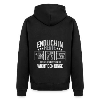 Rentner Hobbygärtner Ruhestand und Gartenarbeit - Unisex Premium Bio Zip Hoodie - Schwarz - Hinten - Nico (187cm)