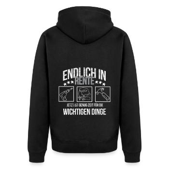 Handwerker Rentner Hobbyhandwerker am renovieren - Unisex Premium Bio Zip Hoodie - Schwarz - Hinten - Nico (187cm)