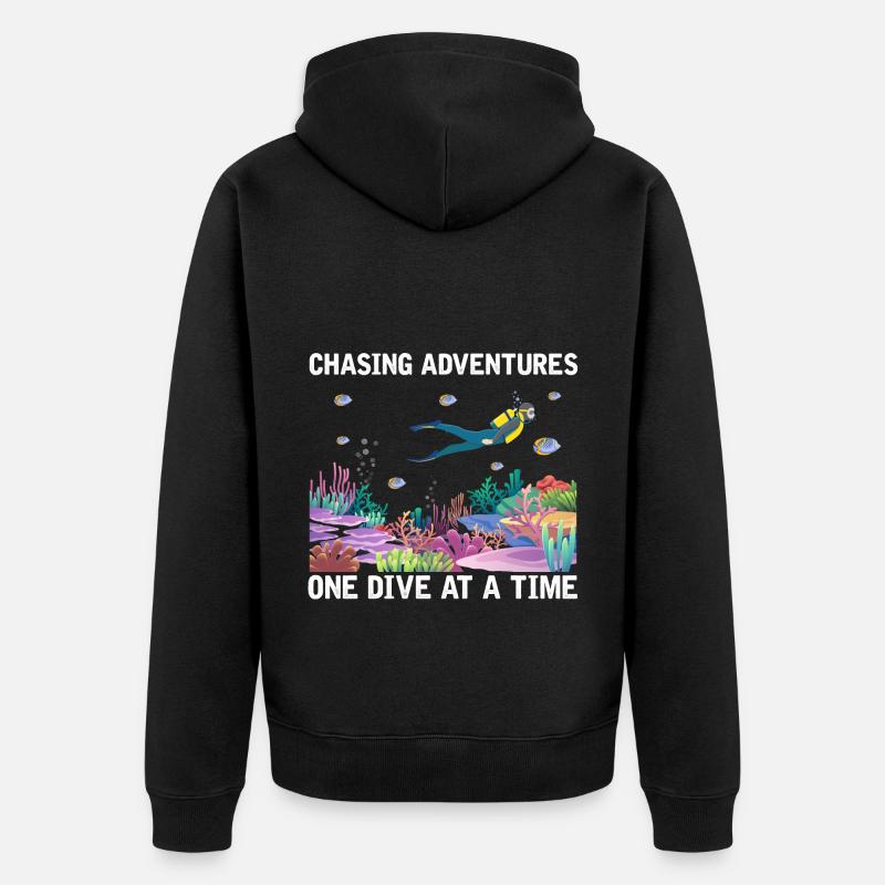 Plongée Aventure Plongeurs Mer Océan - Veste à capuche bio Premium Unisexe - noir