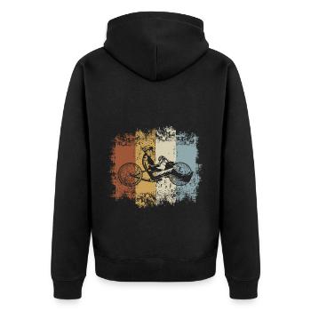 Vintage Handbike - Unisex Premium Bio Zip Hoodie - Schwarz - Hinten - Nico (187cm)