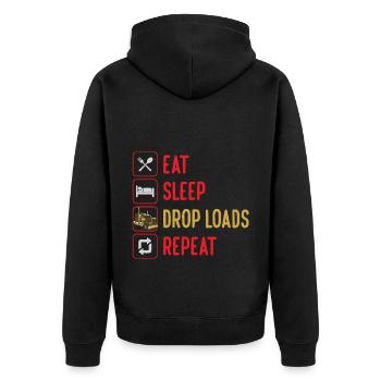 Eat Sleep Drop Loads Répéter Drôle Camion Camion - Veste à capuche bio Premium Unisexe - noir - Dos - Nico (187cm)