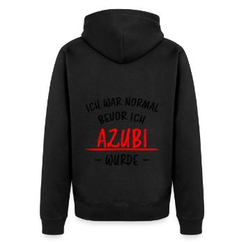 Azubi Witz Spruch Lehrling Auszubildende Geschenk - Unisex Premium Bio Zip Hoodie - Schwarz - Hinten - Nico (187cm)