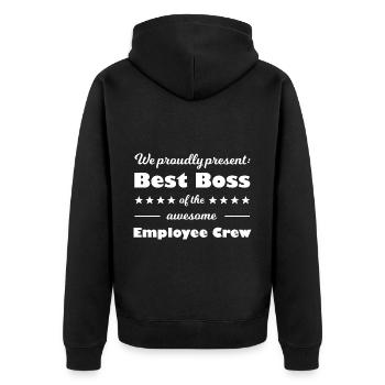 Mein bester Chef - Unisex Premium Bio Zip Hoodie - Schwarz - Hinten - Nico (187cm)