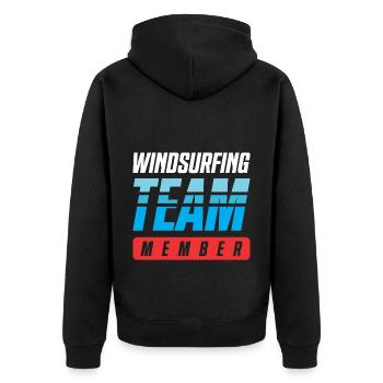 Windsurfing Team - Unisex Premium Bio Zip Hoodie - Schwarz - Hinten - Nico (187cm)