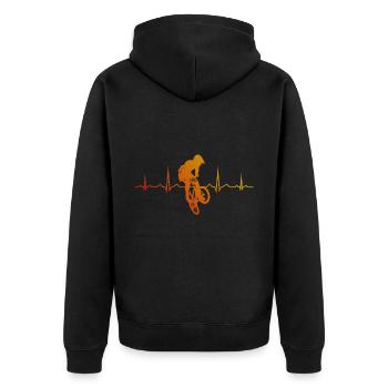 Damen bmx Radfahren bmx fahrrad bmx jungen - Unisex Premium Bio Zip Hoodie - Schwarz - Hinten - Nico (187cm)