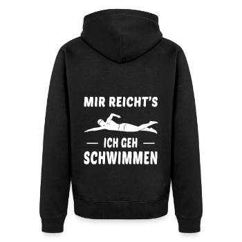 Schwimmen Schwimmer Sport Spruch Geschenk - Unisex Premium Bio Zip Hoodie - Schwarz - Hinten - Nico (187cm)