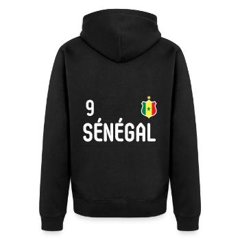 Senegalesische Nationalmannschaft - Unisex Premium Bio Zip Hoodie - Schwarz - Hinten - Nico (187cm)