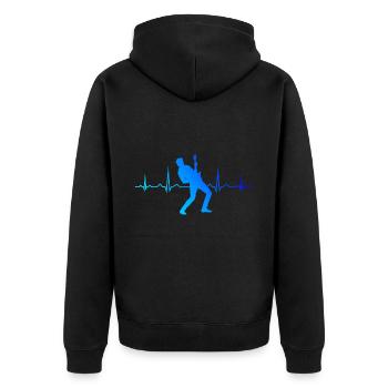 Herren Gitarrenspieler Guitar akustische gitarre - Unisex Premium Bio Zip Hoodie - Schwarz - Hinten - Nico (187cm)