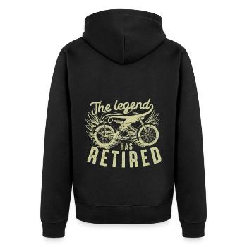 Renter, Die Legende ist in Rente - Unisex Premium Bio Zip Hoodie - Schwarz - Hinten - Nico (187cm)