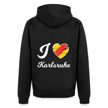 Die Unterstützer in Karlsruhe - Unisex Premium Bio Zip Hoodie - Schwarz - Hinten - Nico (187cm)