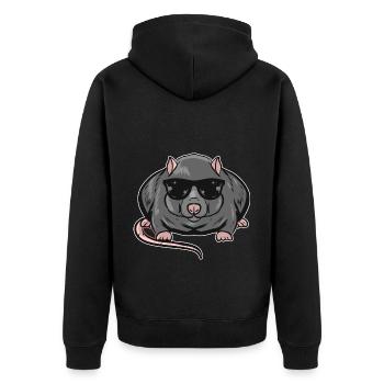 Rat - Unisex Premium Organic Zip Hoodie - black - Back - Nico (187cm)