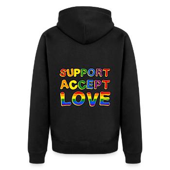 LGBT Support Accept Love - Unisex Premium Organic Zip Hoodie - black - Back - Nico (187cm)