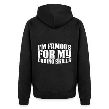 I'm Famous For My Coding Skills 3 - Unisex Premium Bio Zip Hoodie - Schwarz - Hinten - Nico (187cm)