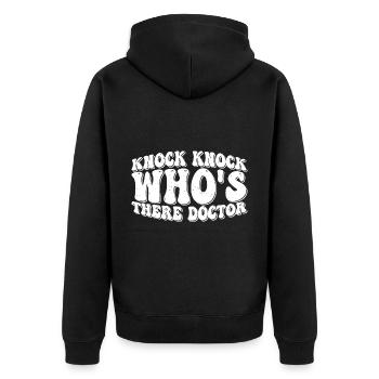 Knock Knock Who's There Doctor 10 - Unisex Premium Bio Zip Hoodie - Schwarz - Hinten - Nico (187cm)