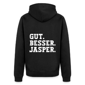 Gut Besser Jasper Lustiger Spruch Name Jasper - Unisex Premium Bio Zip Hoodie - Schwarz - Hinten - Nico (187cm)