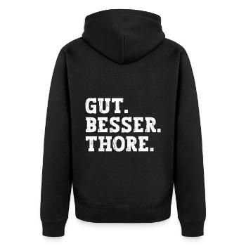 Gut Besser Thore Lustiger Spruch Name Thore - Unisex Premium Bio Zip Hoodie - Schwarz - Hinten - Nico (187cm)