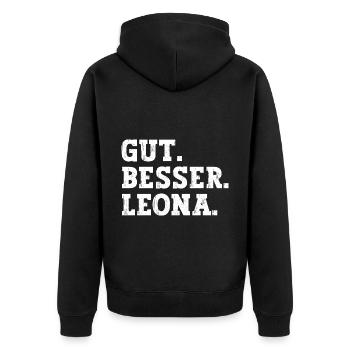 Gut Besser Leona Lustiger Spruch Name Leona - Unisex Premium Bio Zip Hoodie - Schwarz - Hinten - Nico (187cm)