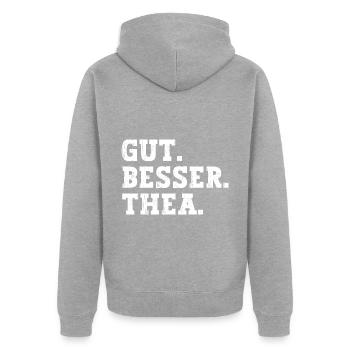 Gut Besser Thea Lustiger Spruch Name Thea - Unisex Premium Bio Zip Hoodie - Grau meliert - Hinten - Nico (187cm)