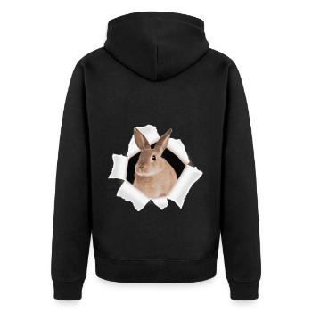 Lapin regardant à travers le trou - Veste à capuche bio Premium Unisexe - noir - Dos - Nico (187cm)