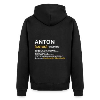 Anton - Unisex Premium Bio Zip Hoodie - Schwarz - Hinten - Nico (187cm)