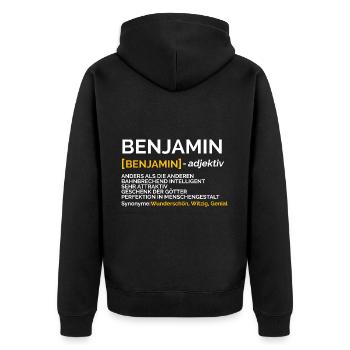 Benjamin - Unisex Premium Bio Zip Hoodie - Schwarz - Hinten - Nico (187cm)