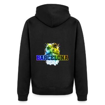 Barcelone 2024 Vacances Palmiers Colorés - Veste à capuche bio Premium Unisexe - noir - Dos - Nico (187cm)