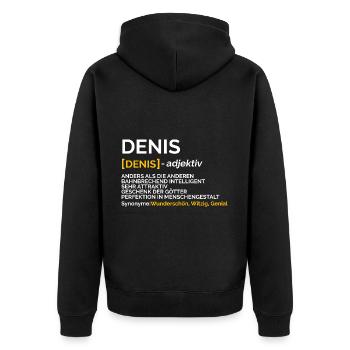 Denis - Unisex Premium Bio Zip Hoodie - Schwarz - Hinten - Nico (187cm)