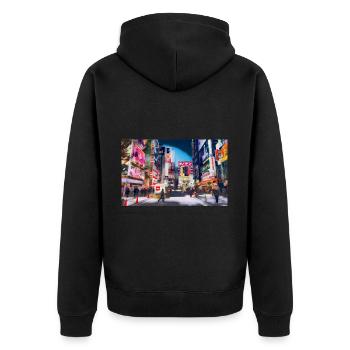Akihabara, Tokio, Japan - Unisex Premium Bio Zip Hoodie - Schwarz - Hinten - Nico (187cm)