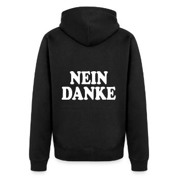 Nein danke - Unisex Premium Bio Zip Hoodie - Schwarz - Hinten - Nico (187cm)