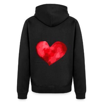 Heart Love In Love - Unisex Premium Organic Zip Hoodie - black - Back - Nico (187cm)