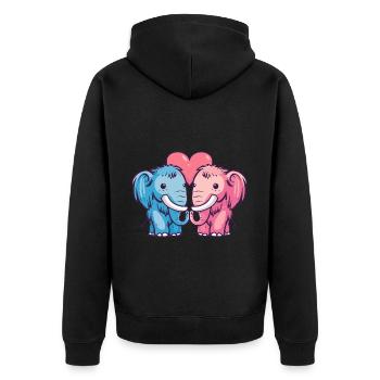 Mammouth Couple Amour Couple Amoureux - Veste à capuche bio Premium Unisexe - noir - Dos - Nico (187cm)